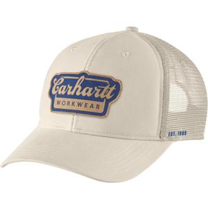 Carhartt Men's 106738 Rugged Flex Twill Mesh-Back Script Patch Cap (Chalk)