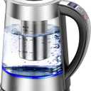 Electric Kettle with Temperature Control for Tea and Coffee, 1.8L 1500W, Keep Warm - Removable Infuser, Glass Tea Kettle Hot Water Boiler, BPA Free, Auto Shut Off, Boil-Dry Protection, Stainless Steel