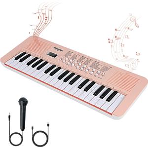 Raimy Kids Keyboard Piano with Two Speakers, 37 Keys Electric Music Instruments Piano Keyboard with Mic, Early Education Music Toddlers Children Toys Gifts for 3 4 5 6 7 8 9 10 11 12 Years Old Girls