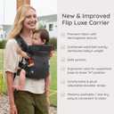 Infantino Flip Luxe 4-in-1 Convertible Baby Carrier, Ergonomic Infant to Toddler Carrier, Updated Lumbar Support, Premium Herringbone Fabric, Elevated Accents, Hands-Free Comfort, 7–35 lbs, Onyx