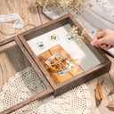 Califortree 8x10 Shadow Box Frame with Linen Back - Sturdy Memory Display Case of Flower, Pictures, Medals and More, Rustic Brown