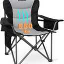 KingCamp Oversized Camping Chair with Adjustable Lumbar Support, 550lbs Heavy Duty Padded Folding Lawn Chair for Adults, Outdoor Armchair with Cooler Bag, Cup Holder & Side Pocket for Fishing, Travel