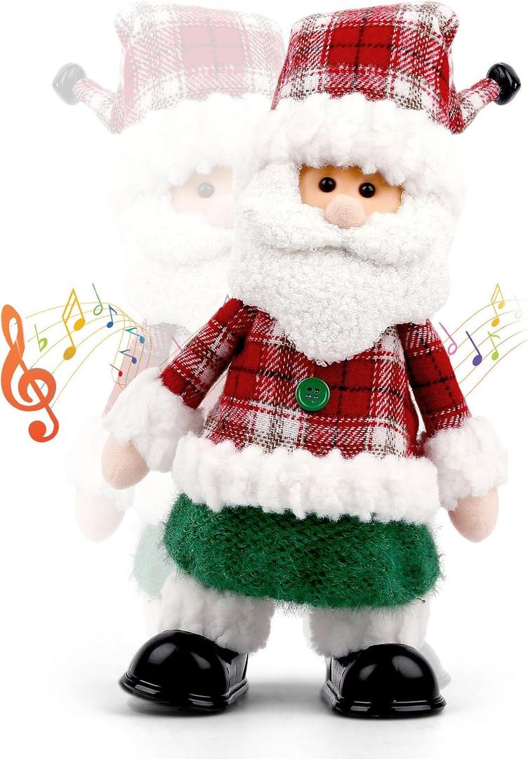 Singing Dancing Santa Claus - Christmas Animatronics Musical Santa Claus, Animated Christmas Plush Doll, Indoor Holiday Decoration (Red)