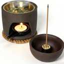5 in 1 Incense Diffuser & Holder Set, Ceramic Aromatherapy Burner for Incense Sticks and Dried Herbs, Multi-Use Wax Warmer for Bedtime Calm, Yoga, Unique Meditation Gift