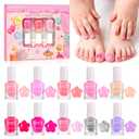 Kids Nail Polish Set, 10 Colors Non Toxic Water Based Peel Off Nail Polish, Quick Dry Toddler Nail Polish Kit, Safe Kids Manicure Set Birthday Gift for Girls