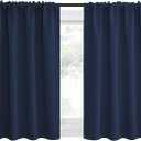 NICETOWN RV Blackout Curtains for Camper Windows, Kitchen Curtains, Short Blackout Drapes, Thermal Insulated Rod Pocket Window Treatment Draperies for Nursery (Navy, 42" x 36", Set of 2)
