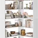 MilleLoom 6-Tier Corner Bookshelf with Baffles, Industrial Large Corner Etagere Bookcase, L-Shaped Tall Corner Bookcase, Corner Shelf Display Rack Storage for Living Room Home Office