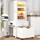 Amazon.com: Unikito Mini Fridge Stand with Drawer Storage and Sockets, Heavy Duty Small Refrigerator Stand Cart for Dorm, Apartment, Office, Bedroom, Mini Fridge and Microwave Stand, Hold 300LBS, White : Appliances