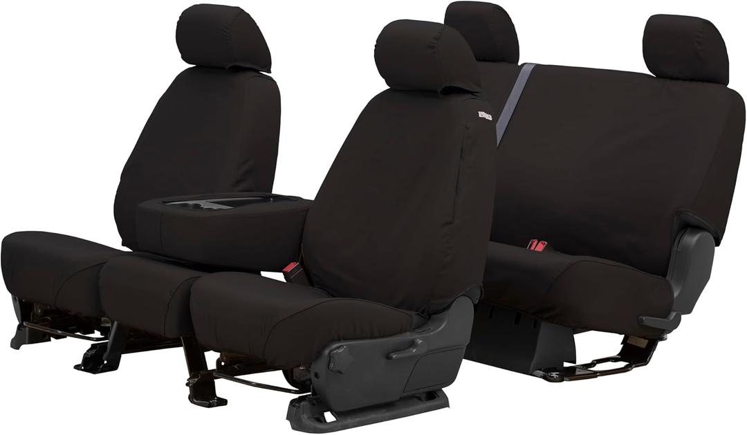 Covercraft - SS3351PCCH Custom-Fit Front Bench SeatSaver Seat Covers - Polycotton Fabric, Charcoal Black