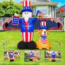 7FT Patriotic Independence Day 4th of July Inflatables Outdoor Decorations, Inflatable Uncle Sam with Dog, Built in LED Lights Blow up Fourth of July Decor for Holiday Party Garden Yard Lawn
