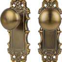 Brass Dummy Door Knobs Interior 2 Pack Doorknob Antique Door Handle Gold Vintage Door Pulls for Pantry Door Hallway