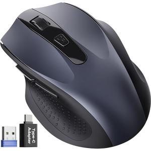 Sablute M21 Wireless Mouse for Laptop, 2.4GHz Computer Mouse with USB-A Port &USB-C Adapter, Office Cordless Mice with 6 Buttons & 3 Level DPI for Small to Medium Hands, Work with PC, Desktop, Tablet