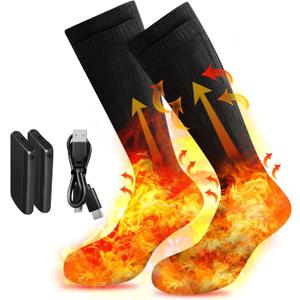 Heated Socks for Men Women,Electric Heated Socks 3 Heating Levels with 4000mAh*2 Battery Rechargeable,Machine Washable Socks Suitable for Winter Outdoor Sports, Camping, Hunting, Hiking
