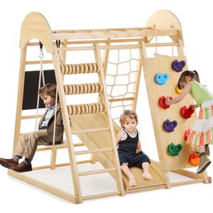 Joyibay Indoor Jungle Gym, Toddler Climbing Toys Indoor, 8 in 1 Indoor Playground Climbing Toys for Toddlers with Swing Slide Ladder Monkey Bars Playground