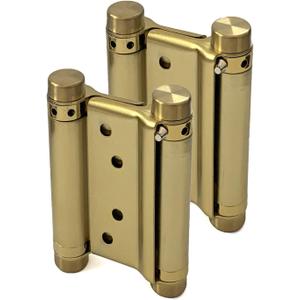 Pair of 3'' Stainless Steel Double Action Spring Door Hinge for Saloon Cafe Door Shop Gold