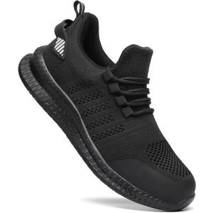 Steel Toe Shoes for Men and Women Comfortable Lightweight Work Safety Shoes Puncture Proof Slip Resistant Indestructible Sneakers Construction Work Utility (Black) M13