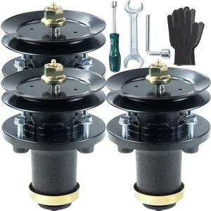 3 Pack Pre-Gresead 539131898 Spindle Assembly with 153535 Pulley Replaces 539131767, 532173436, 532153535, 532177865, 539112171, 173436 for Husqvarna MZT52, MZT52BF, TS254G Zero Turn Mowers