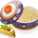 Ceramic Tortilla Warmer, 8.5 Inch Tortilla Holder with Lid, Tortilla Pancake Keeper Storage Container for Flour Taco, Chapati, Roti Bread, Microwave Dishwasher Safe