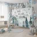 Aperturee Baby It's Cold Outside Backdrop, 7x5ft Winter Wonderland Baby Shower Decorations, Gender Neutral Woodland Snowflake Photography Background, Forest Mountain Party