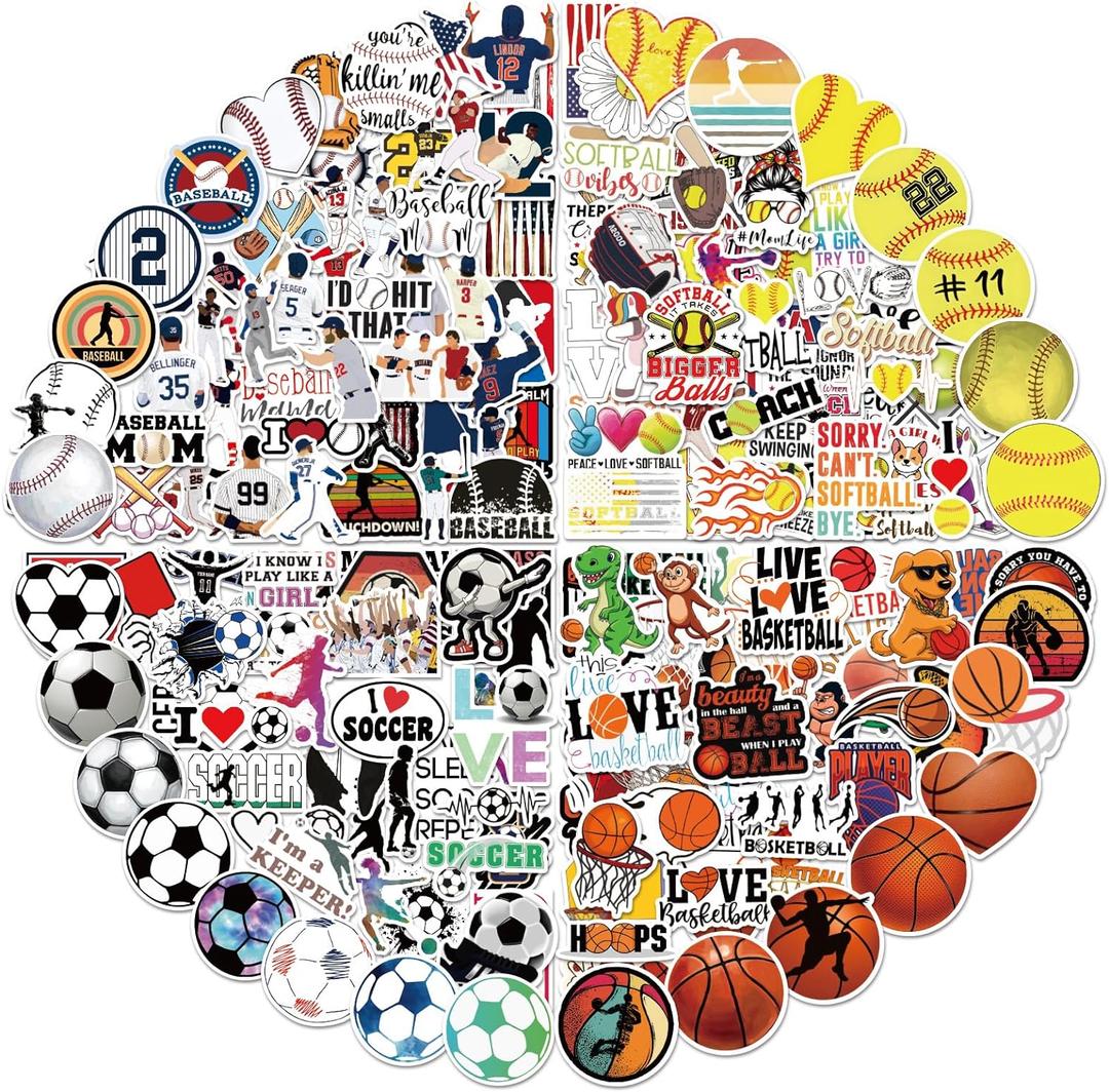 200PCS Sports Stickers for Water Bottles, Waterproof Vinyl Stickers, Party and Holiday Gifts for Kids, Teens, Adults, Boys, Girls