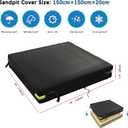 Square Sandbox Cover Waterproof 600D Oxford Cloth PVC Coating Rainproof Anti UV Heavy Duty,for Kids Outdoor Protect Sandbox Sand and Toys,Cover Only (Black, 59" x 59" x 7.9")