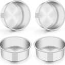 TeamFar 5 Inch Cake Pan Set of 4, Stainless Steel Small Layer Cake Baking Pans Tins, Round Bakeware for Birthday Wedding Party, Non-Toxic & Healthy, Mirror Finish & Dishwasher Safe
