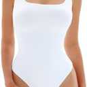 Popilush Square Neck Bodysuits for Women Basic Slim Fit Seamless Body Suits Sleeveless Tank Tops.XS