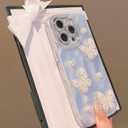 for iPhone 16 Pro Max Case Cute Bling for Women Girls, Luxury 3D Butterfly Design Shiny Glitter Rhinestone Pearl Camera Shockproof Protective Phone Case (Silver, iPhone 16 Pro Max)