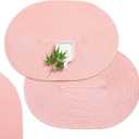AHHFSMEI Placemats Set of 6 for Dining Table Washable Woven Non-Slip 18x12 inches Placemat Heat-Resistant Durable Table Mats for Dining Table Easy to Clean(Pink)