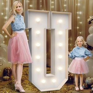 4FT Marquee Light Up Letters U,Party Decoration Large Marquee Light Up Letters with Weighted Water Bag,Pre-cut Foam Board Set Can Be Used for Birthdays, Weddings, Baby Anniversaries