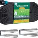 2025 Flat Soaker Hose 50 ft with Stake for Garden, Linkable Drip Hose Diy Automates Garden Irrigation System Saving 83% Water, Dual-layer Leak-free Design Water Hose with Holes