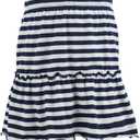 Kid Nation Girls Soft Cotton Ruffle Scooter Skirt with Under Pants 4-12 Years Navy/White Stripes XL