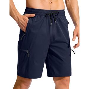 Men's Swim Trunks 9" Quick Dry Beach Shorts with 4 Zipper Pockets Board Shorts Bathing Suit Men - No Mesh Liner (Large, Navy)