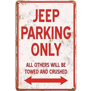Vintage Metal Signs Car Room Decor for Boys Jeep Parking Only Garage Sign Funny Wall Decor for Men Bedroom