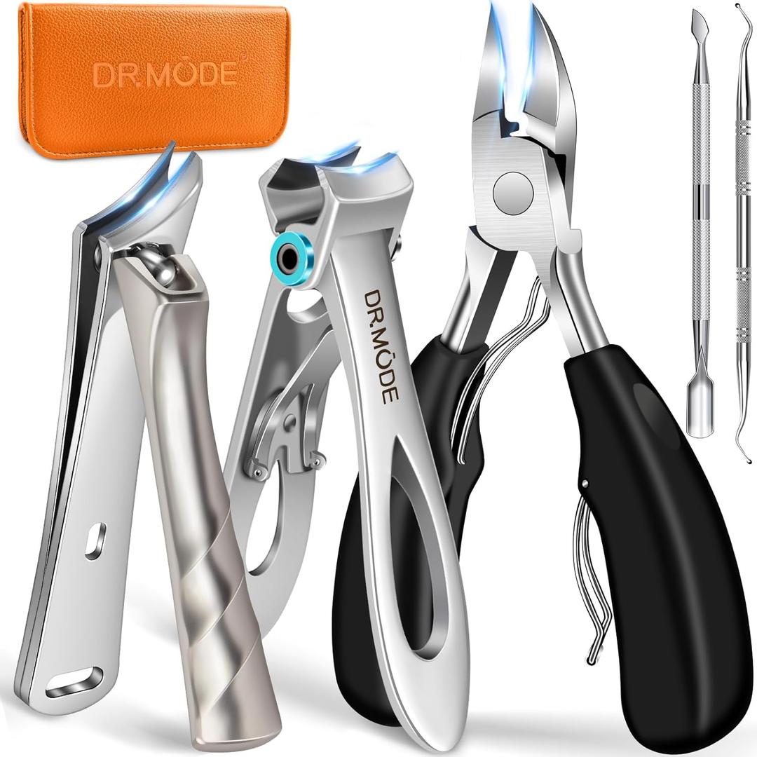 DRMODE Toenail Clippers for Seniors Thick Toenails, Large Toe Nail Clippers for Men Thick Nails with Wide Opening, Sharp Heavy Duty Ingrown Toenail Clippers Nail Cutter Long Handle with Slanted Blade