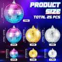 Leitee 25 Pcs Disco Balls Ornament Mini Reflective Disco Ball Party Hanging Decorations with Lanyard for Dance Music Party Decoration, 2 Inch 3.14 Inch 4 Inch(Multicolor)