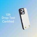 Crossbody Case for iPhone 15 Pro with Gold and Black Vegan Leather Woven Chain - White Fur