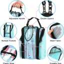 Cosmos Mesh Shower Caddy Toiletry Organizer Hanging Shower Tote Bag, Quick Dry Shower Organizer Portable Bath Bag with Durable Zippers & Side Pockets for Travel Gym Swimming Beach & Camp (Aqua Blue)