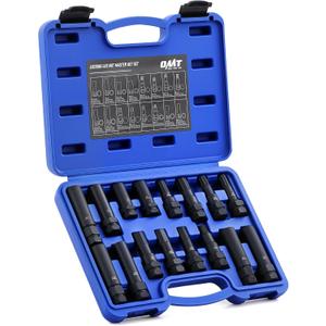 Orion Motor Tech 16pc Locking Lug Nut Master Key Set, SAE & Metric Wheel Lock Removal Kit for Removing Locking Spline Star Hex and Fluted Hex Lug Nuts, Lug Nut Remover Set for Mechanics and More