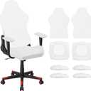 uxcell 2Pcs Gaming Chair Covers, Stretchable Office Computer Chair Slipcover with Armrest Covers, Elastic Seat Protector for Office Reclining Racing Game Chair, White