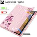 May Chen for Samsung Galaxy Tab S6 Lite Case 10.4 Inch 2024/2022/2020 - Built-in Pencil Holder with Shockproof Cover Clear Transparent Back Shell Auto Wake/Sleep, Pink Cherry Blossom