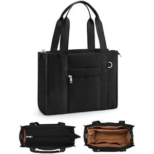 Fancy Forest Work Tote Bag for Women, Zippered Puffer Tote Crossbody, Lightweight Multi-Pocket, RFID Pocket, Luggage Sleeve