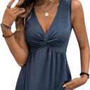 SOLY HUX Women's Tank Top Twist Front V Neck Sleeveless Peplum Summer Tops (Medium)