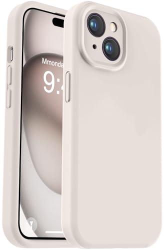 Vooii Compatible with iPhone 15 Case, Upgrade Defender Liquid Silicone, [Enhanced Camera Protection] [Soft Anti-Scratch Microfiber Lining] Shockproof Phone Case for iPhone 15 6.1 inch - Stone