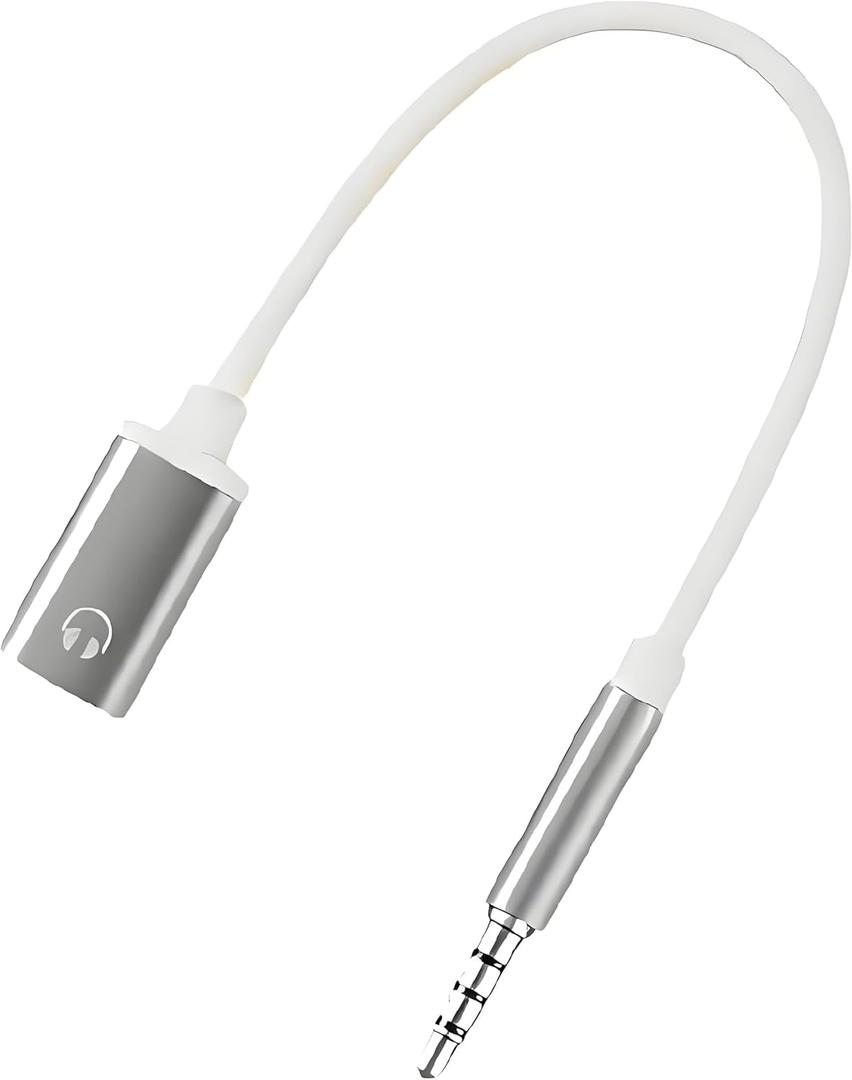 3.5mm Male to Type-C Female Audio Adapter Cable, White, Compatible with Smartphones, MP3 Players, Laptops, Tablets