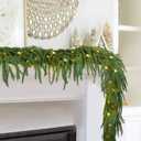 2PCS 6FT Norfolk Pine Garland with 60 Lights, 80 Pine Branches, Realistic Christmas Garland Holiday Greenery for Table Mantle Wall Christmas Decorations