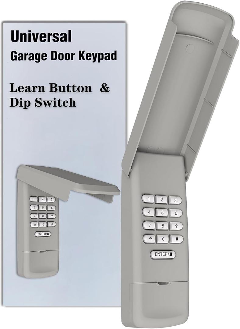 Universal Garage Door Opener Keypad Wireless Keypad Keyless Entry Compatible with LiftMaster Chamberlain Craftsman Genie Overhead Linear Wayne Dalton Garage Door Opener Remote Learn Button Dip Switch