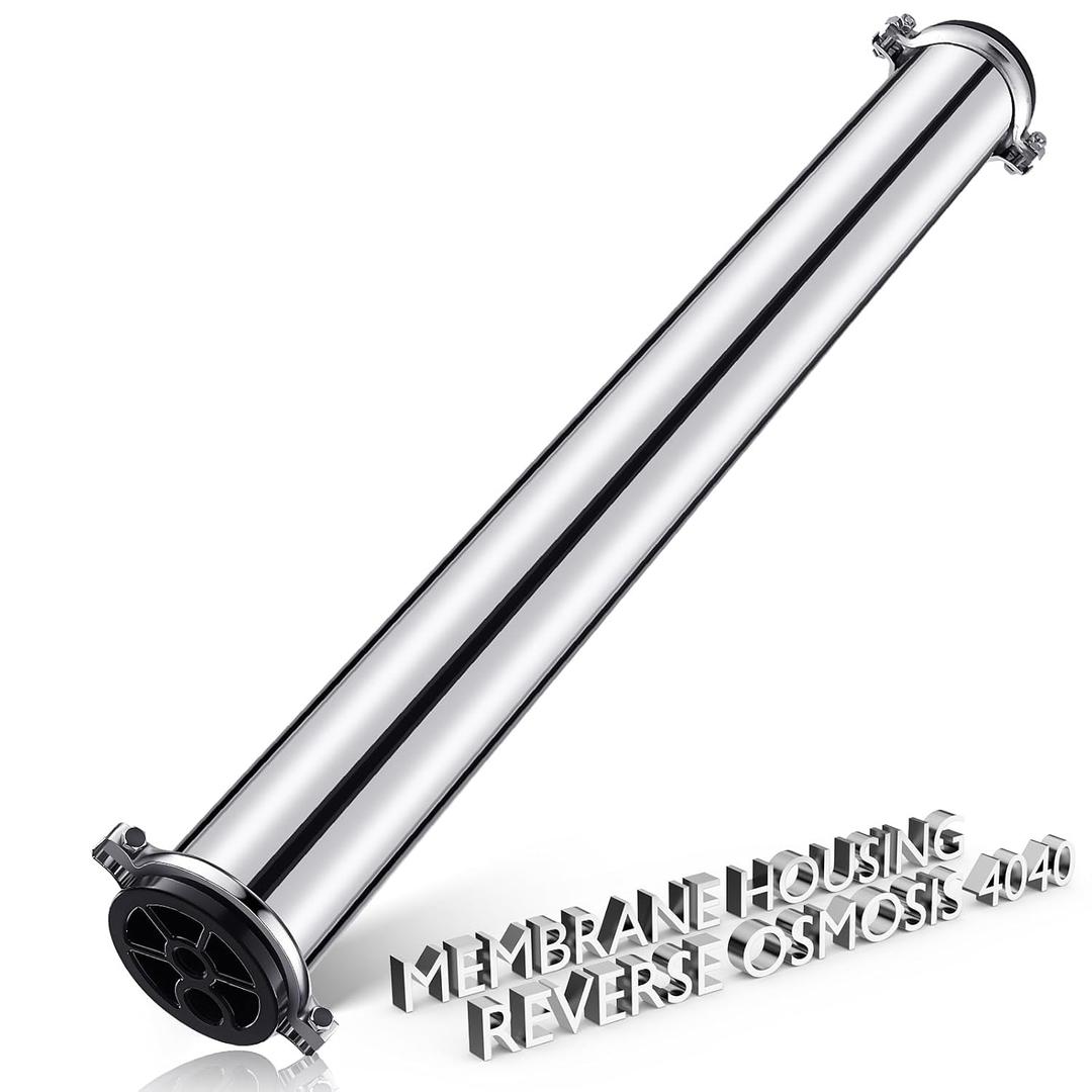 Blulu 304 Stainless Steel Reverse Osmosis Compatible with 4040 Membrane Housing Heavy Duty 4"x40" Commercial Ro Membrane Pressure Vessel Good for Industrial Use
