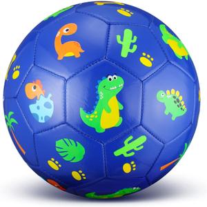 HyDren Soccer Ball Size 3 for Kids Cute Dinosaur Cartoon Soccer Ball Toy Soft Durable Sports Soccer for Outdoor Indoor Toddlers Game Training Including Pump Back to School (Blue Dinosaur)