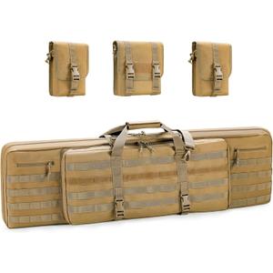 REEBOW GEAR Tactical Double Long Range Bag Outdoor Multifunctional Transportation Case Black/Tan 36/42/46 inches